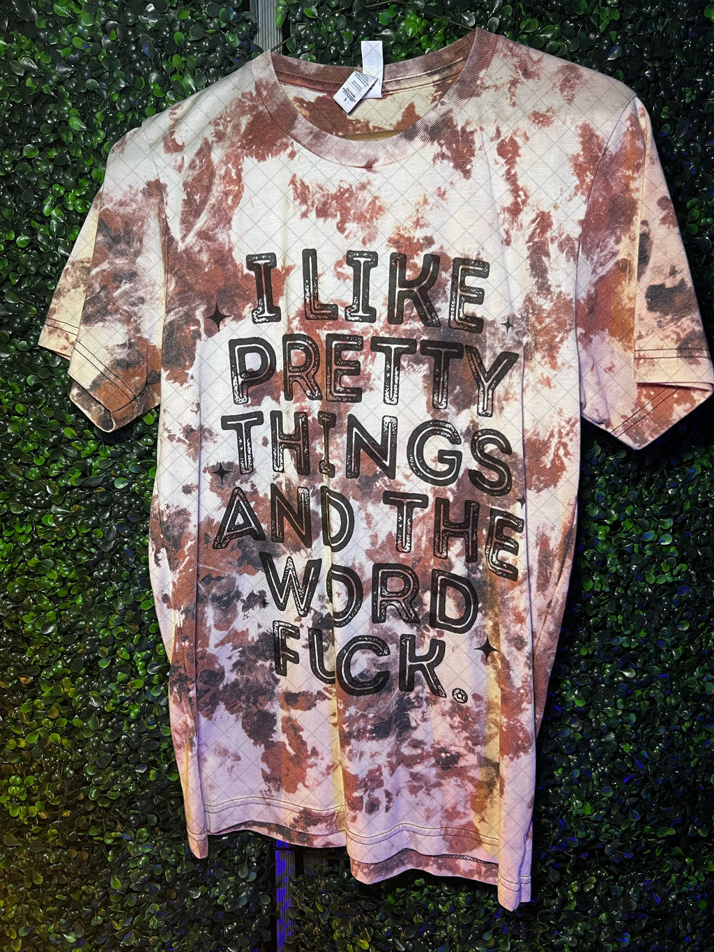 RTS Adult Small Marble Bleach Dark Gray I Like Pretty Things And The Word Fuck T-Shirt