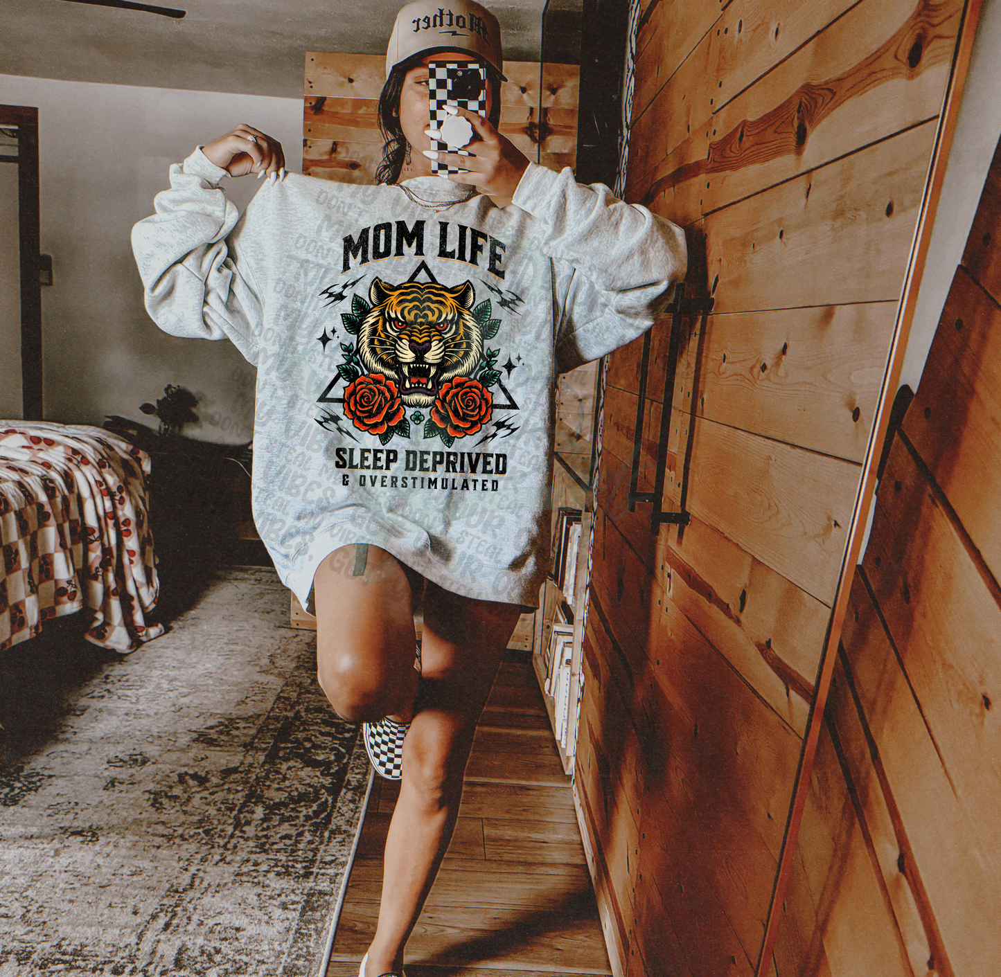 Mom Life Sleep Deprived & Overstimulated Top Design