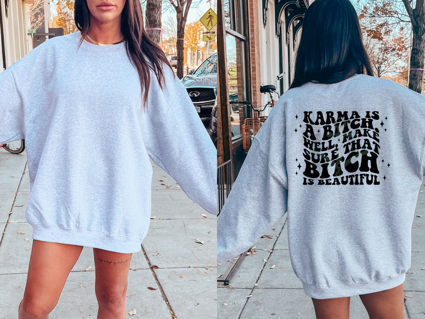 Karma Is A Bitch (Font & Back) Top Design