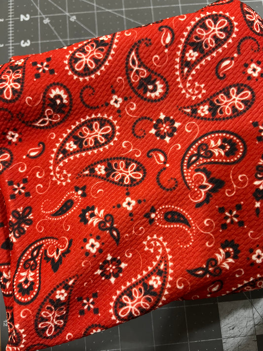 Fabric Destash: Red Paisley Bullet Textured 1 yard