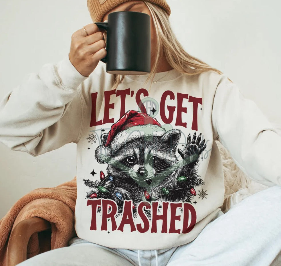 Let's Get Trashed Christmas Racoon Top Design