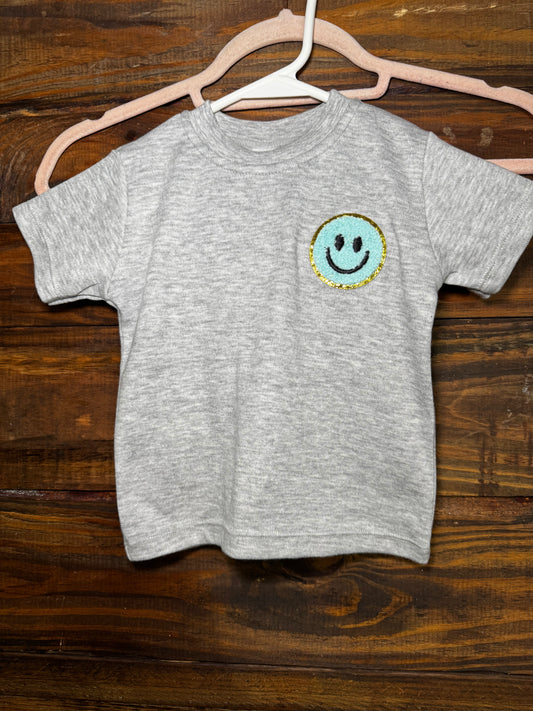 6-12 Month RTS Smile Patch Gray T-Shirt