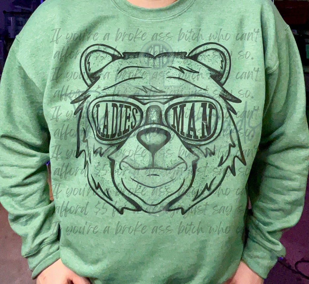 RTS Adult XL Forest Green Sweatshirt Ladies Man Bear (Front & Back)