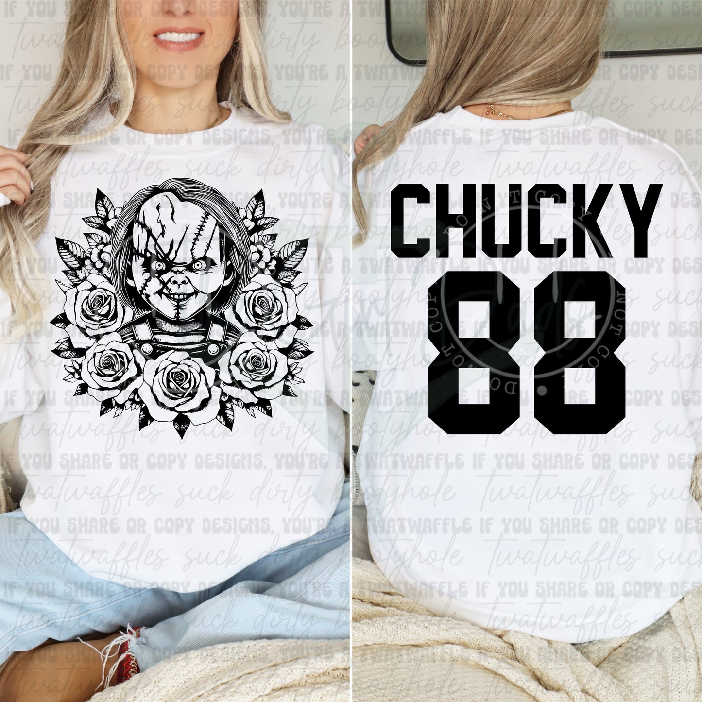 Chucky All Black Front & Back Top Design