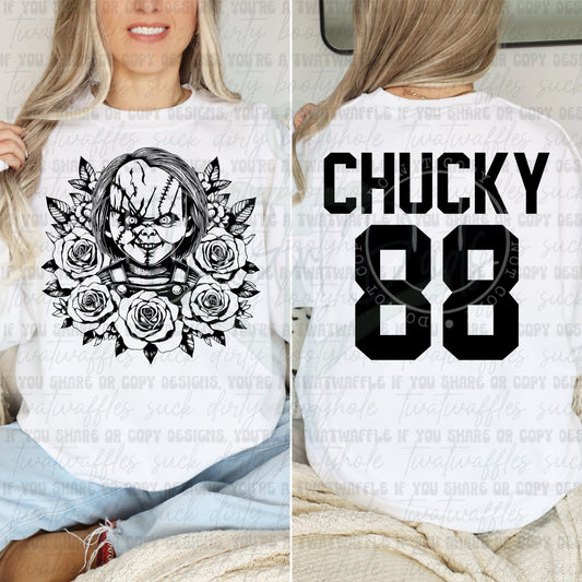 Chucky All Black Front & Back Top Design