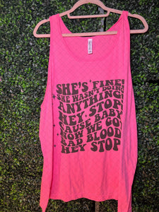 RTS Adult 2XL Neon Pink Tank She's Fine!