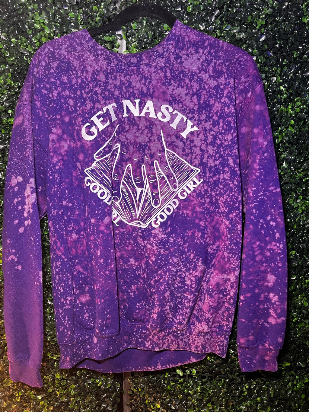 RTS Adult Medium Purple Sweatshirt Get Nasty Screen Print