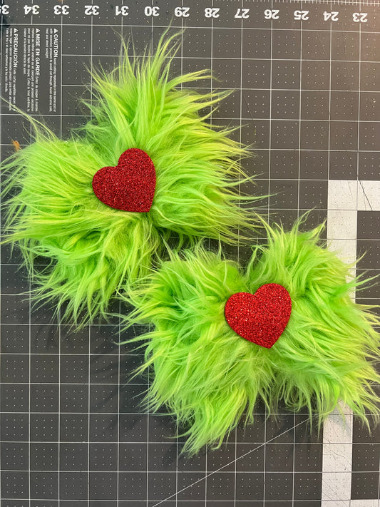 Green Faux Fur 5-6” Bow