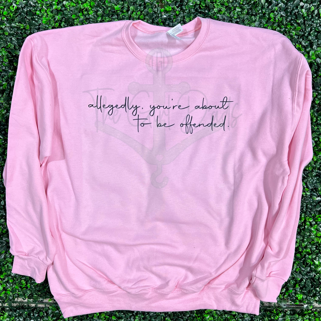 RTS Adult XL Light Pink Sweatshirt Allegedly, You're About To Be Offended