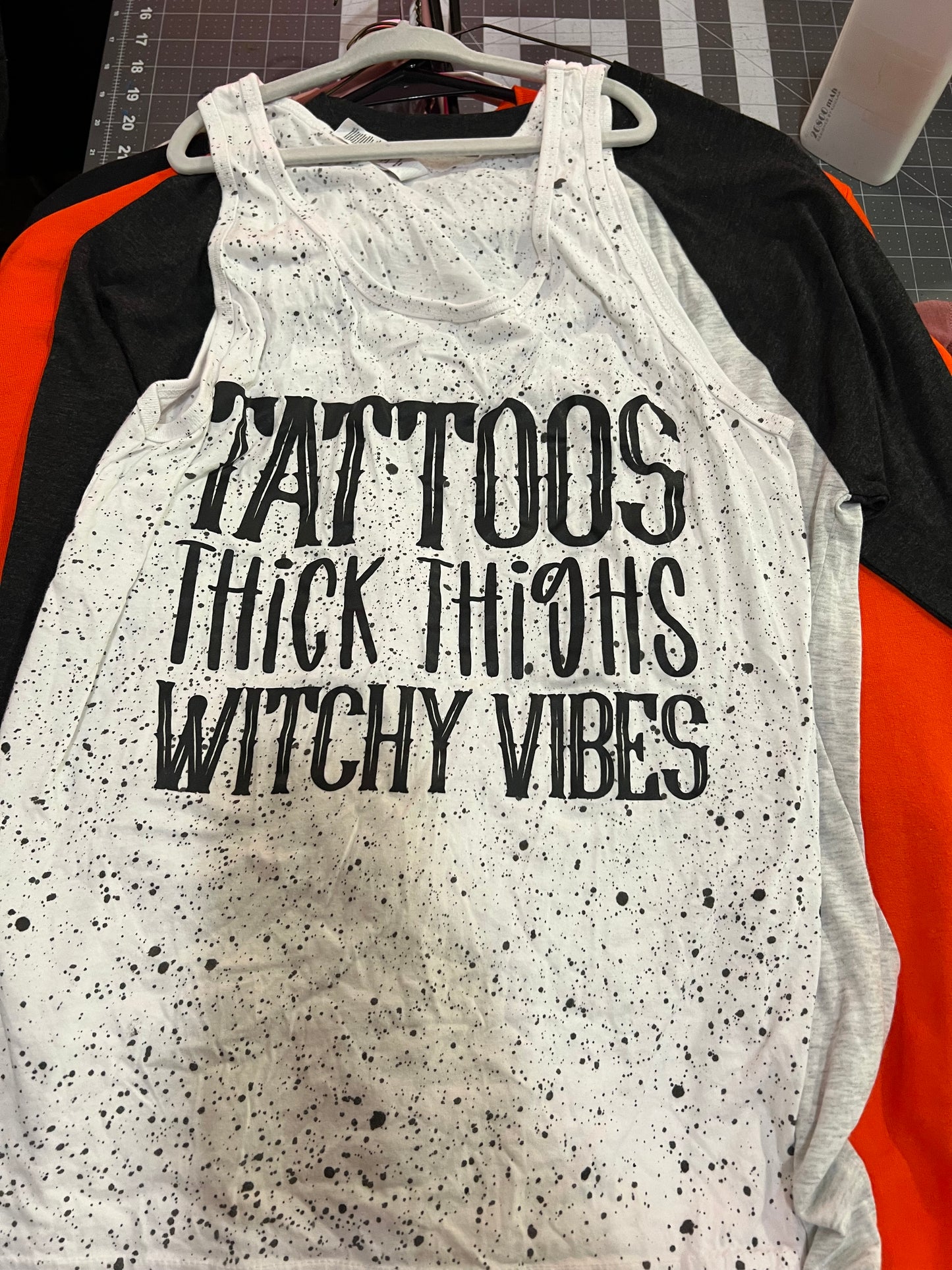 Tank Adult S - Splatter Paint Tatts and Thick Thighs Witchy