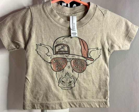 RTS 3-6M Moo-ry Christmas tan tshirt