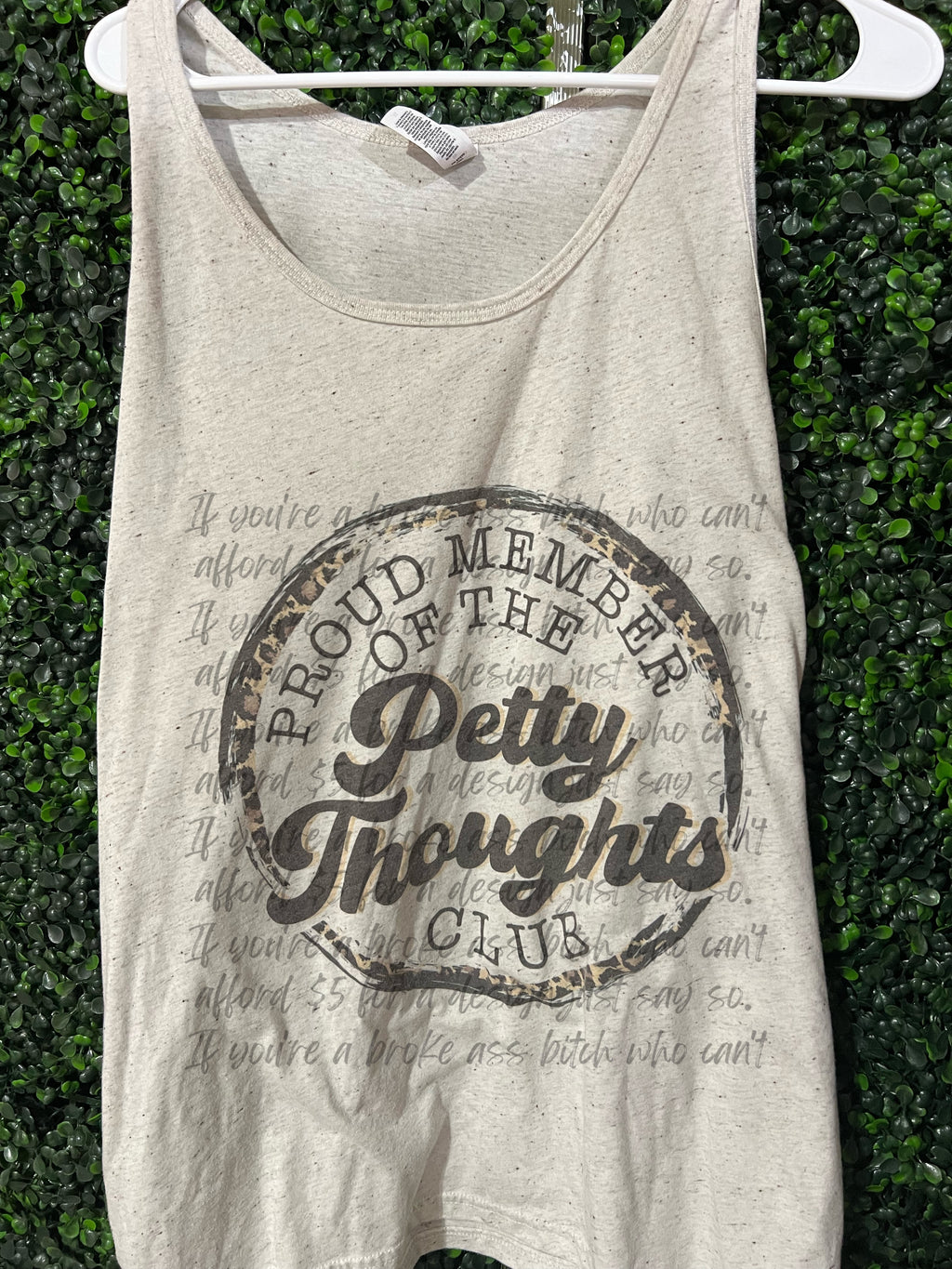 RTS Adult XL Oatmeal Tank Top Petty Thoughts