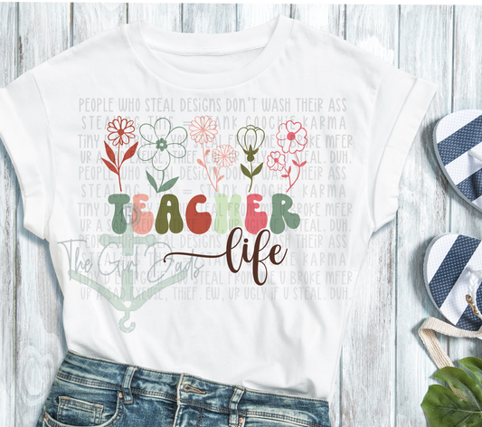 Teacher Life Floral Top Design