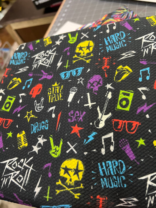 Fabric Destash: Rock N roll print bullet textured