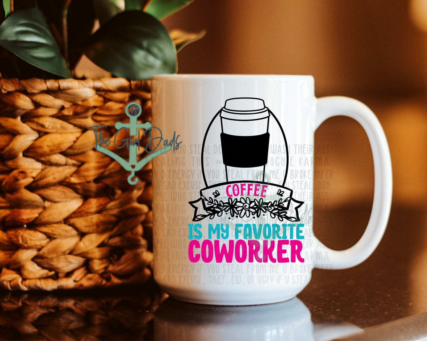 Coffee Is My Favorite Coworker Colorful Design 15oz Coffee Mug