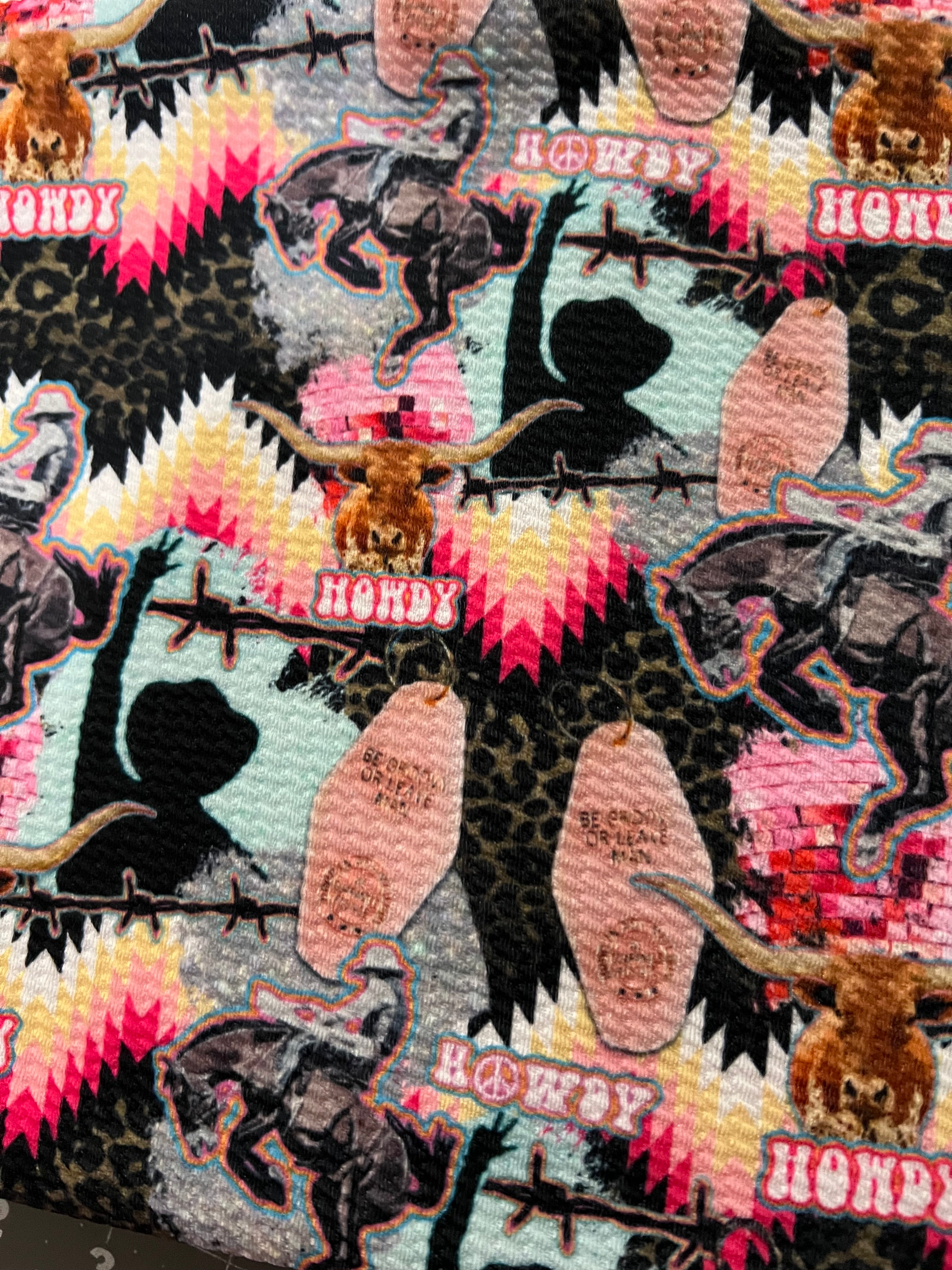 Pink Howdy Cowboy Bow Fabric