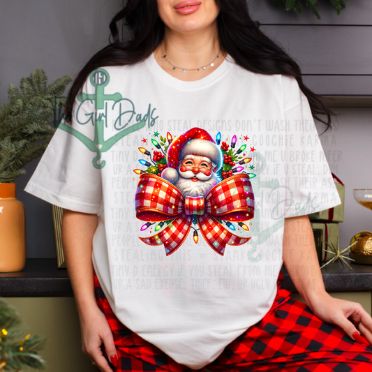 Santa Plaid Coquette Ribbon Bow Top Design