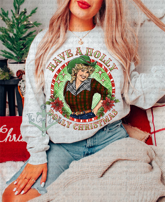 Have A Holly Dolly Christmas Top Design