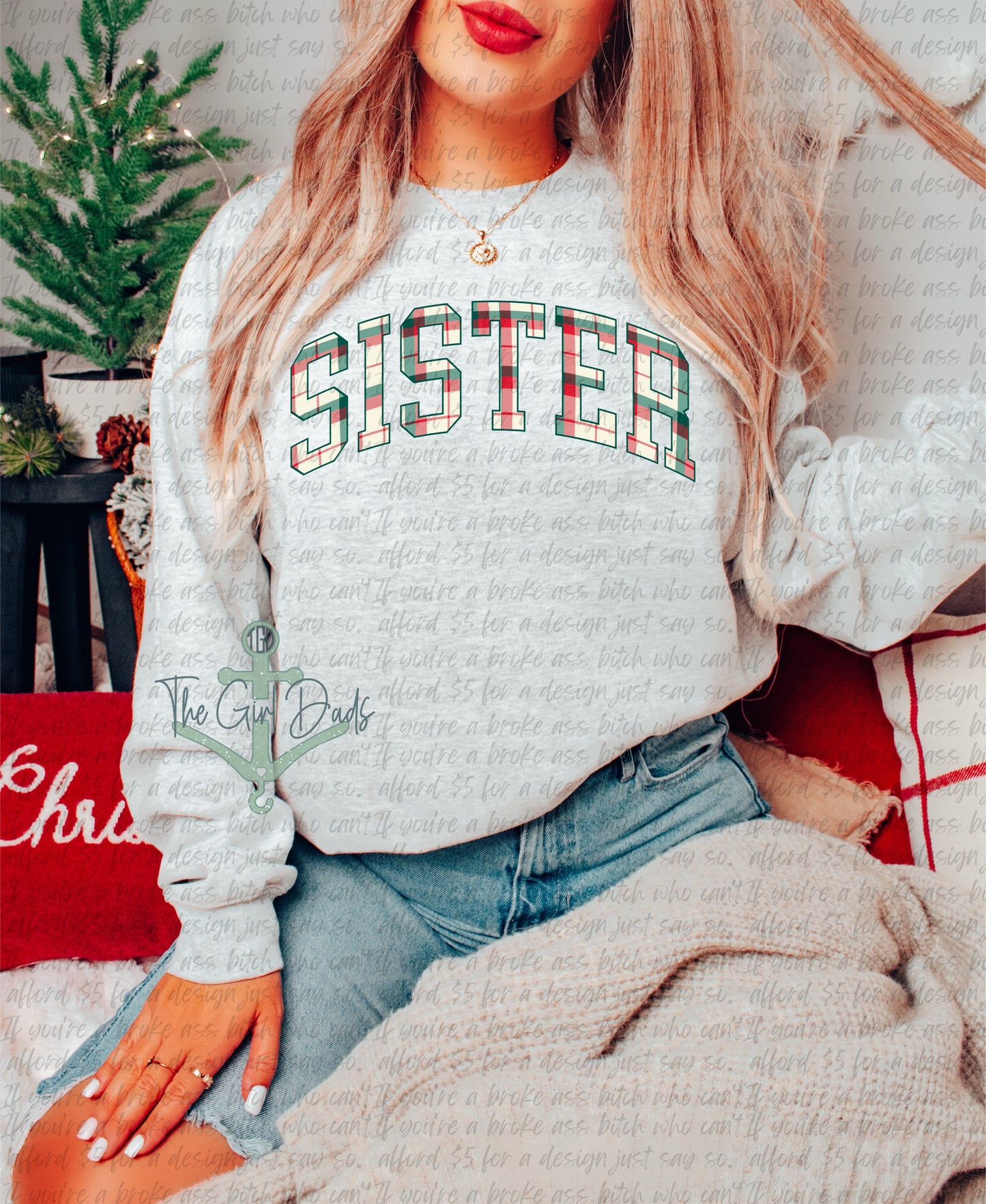 Sister Christmas Plaid Top Design