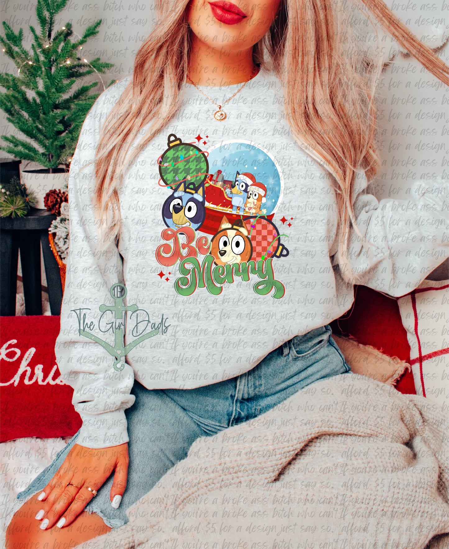 Be Mery Blue Snow Globe Top Design