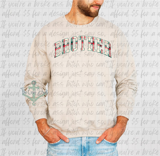 Brother Christmas Plaid Top Design