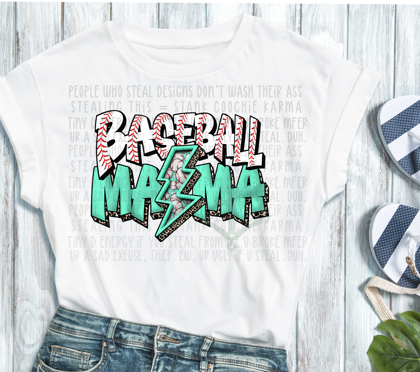 Baseball Mama Turquoise Design for Top