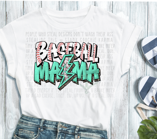 Baseball Mama Turquoise Design for Top