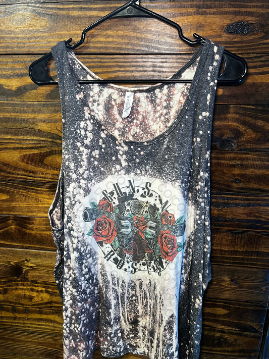 RTS Adult 2XL Normal Bleach Dark Gray Tank Top Guns & Roses