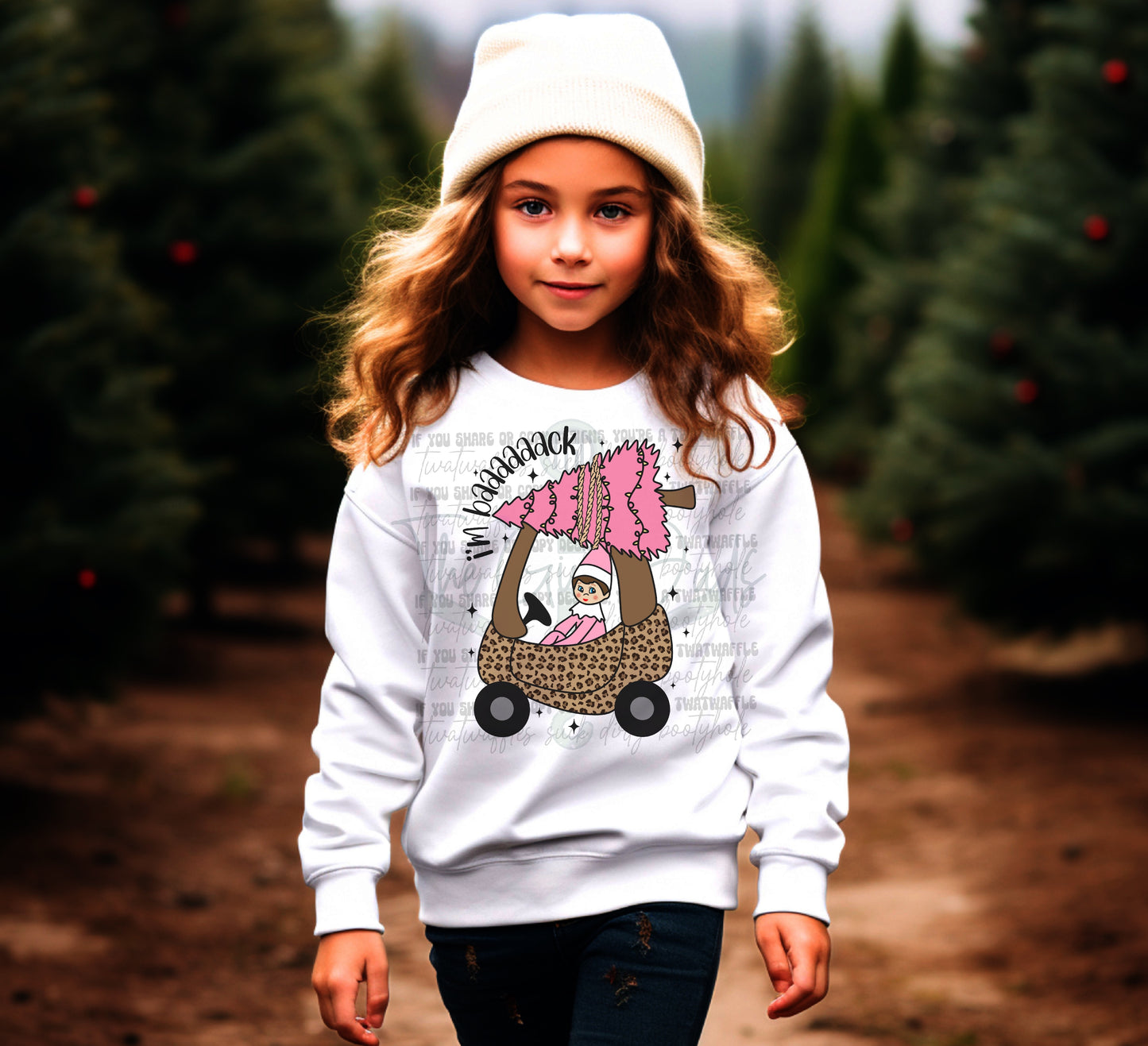 I'm Back Elf Pink Leopard Cozy Coop Top Design