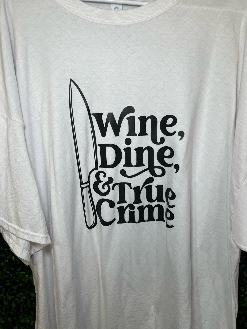 RTS Adult 4XL White T-Shirt Wine Dine And True Crime