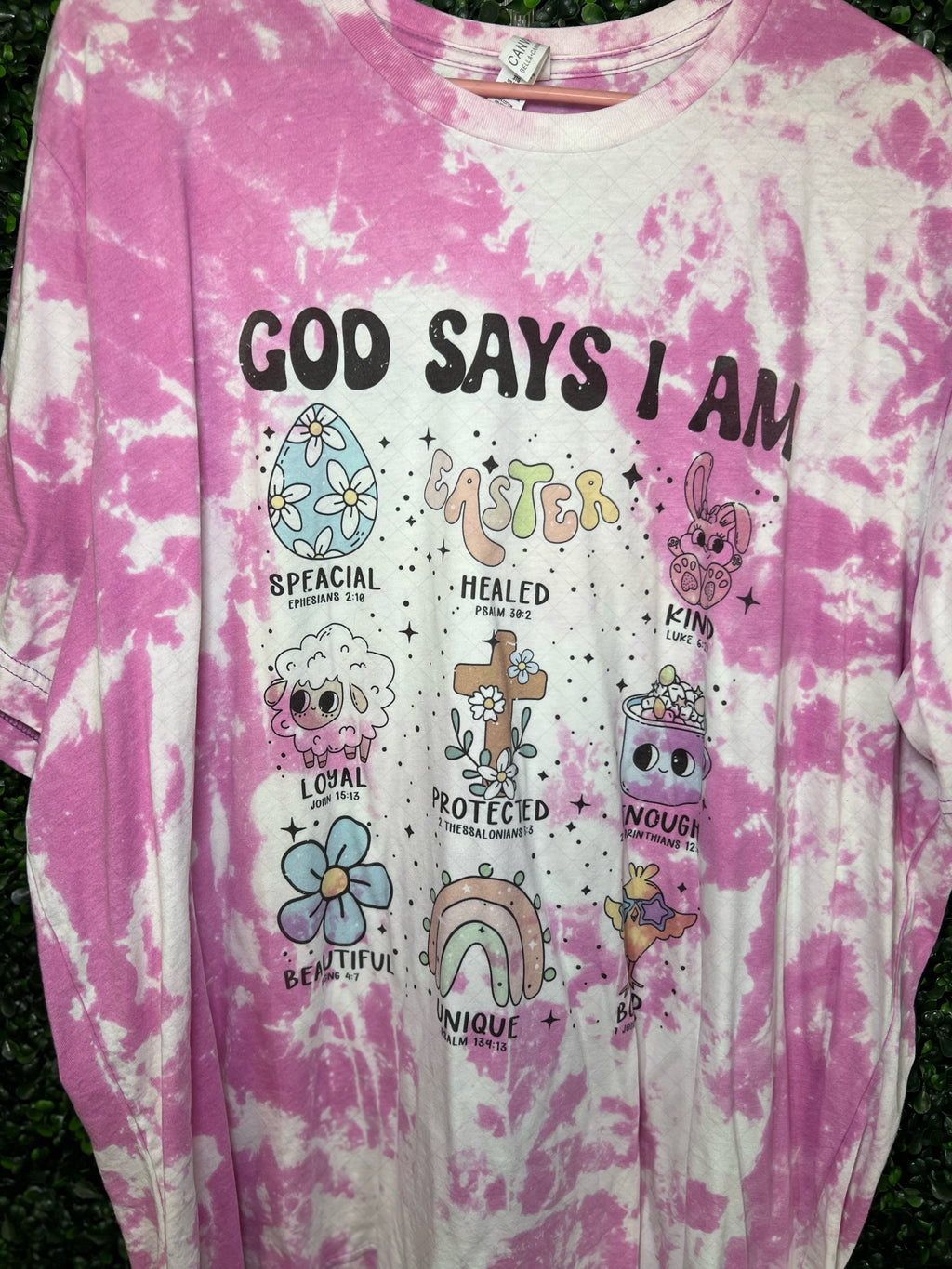 RTS Adult 3XL Marble Bleach Charity Pink God Says I Am
