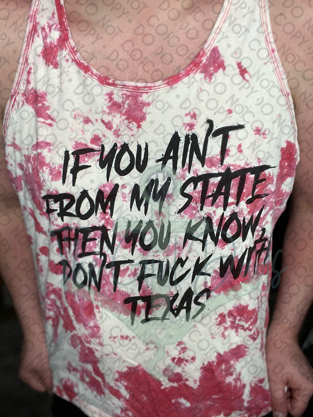 RTS Adult 2XL Marble Bleach Red Red Tank Don't Fuck With Texas