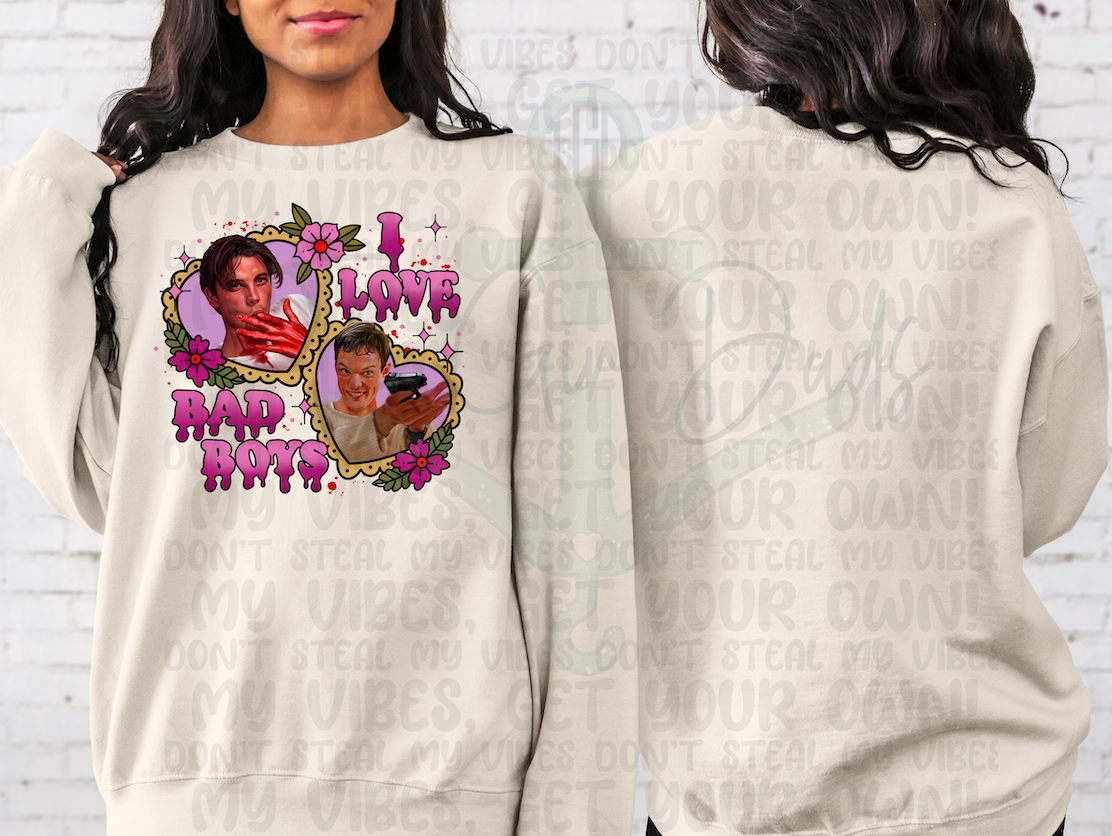 I Love Bad Boys Front & Back Top Design