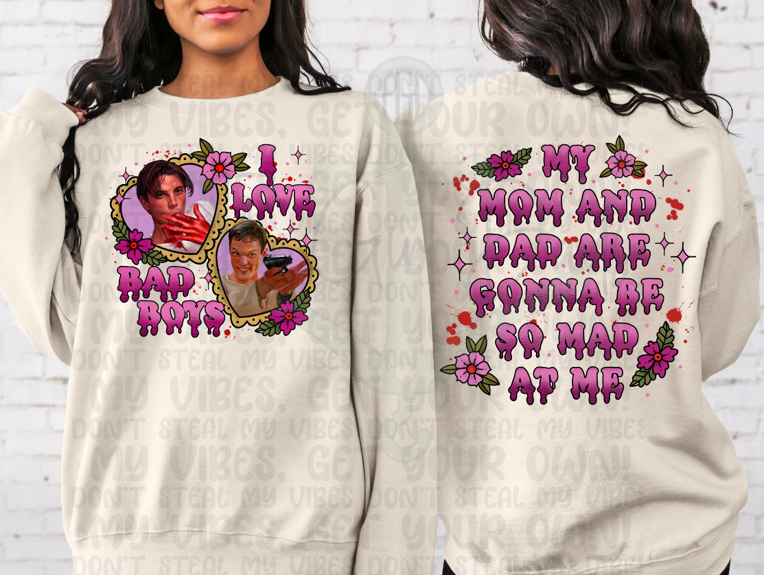 I Love Bad Boys Front & Back Top Design