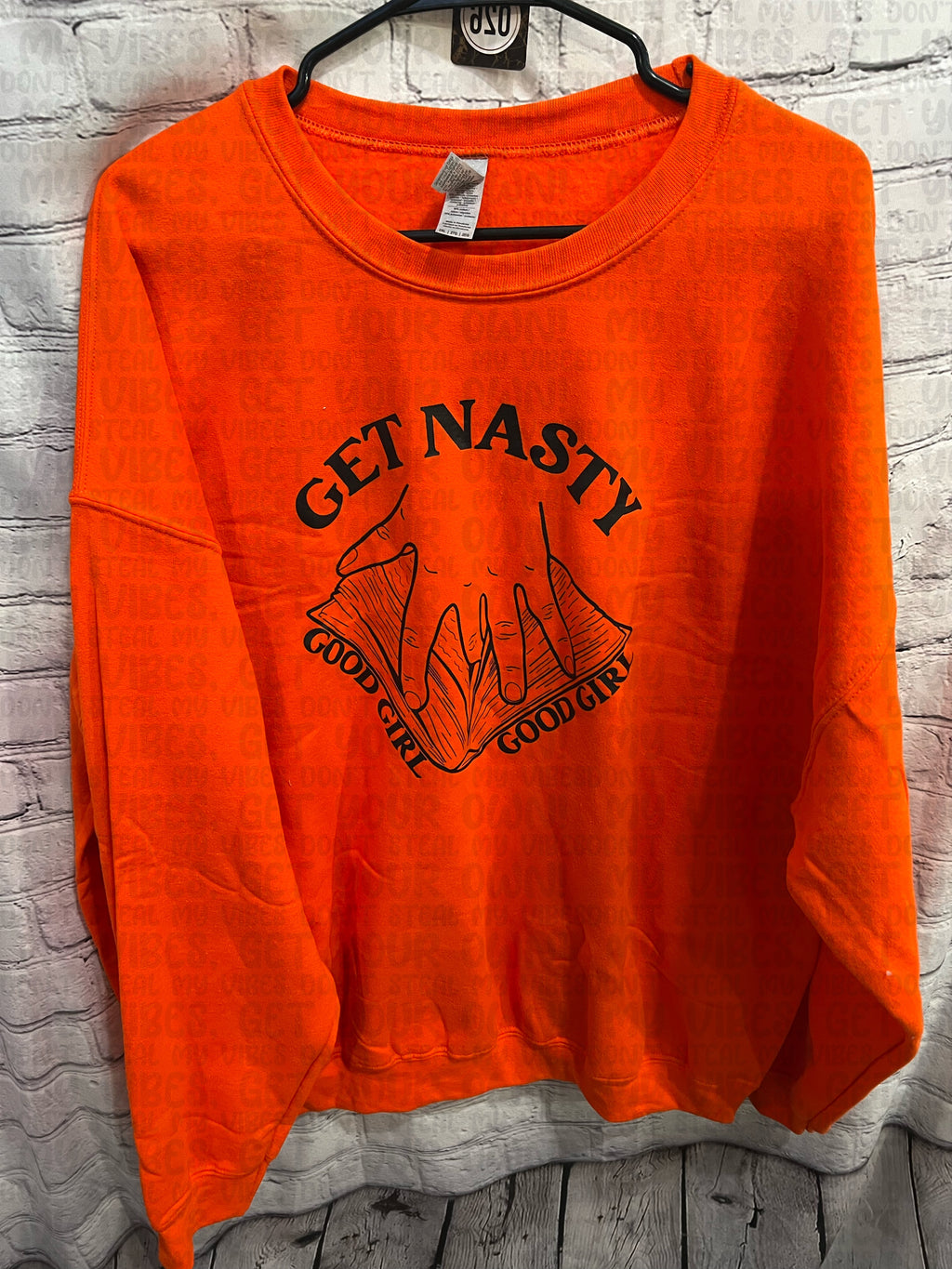 RTS Adult 2XL Neon Orange Sweatshirt Screen Print Get Nasty