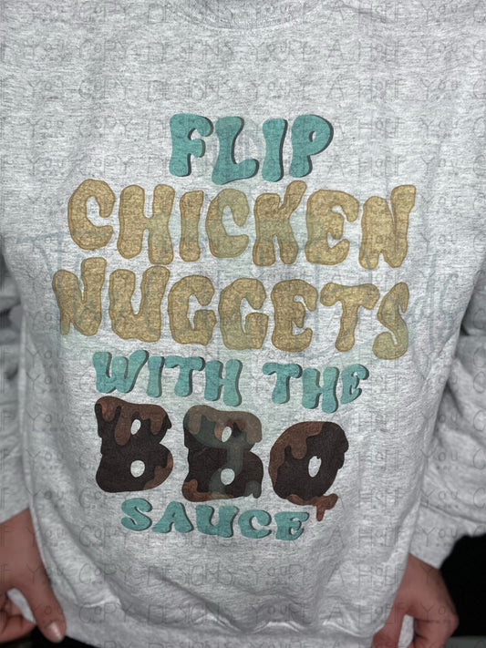 Flip Chicken Nuggets With The BBQ Sauce Top Design