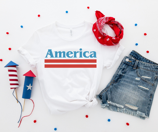 America Over Stripe Top Design