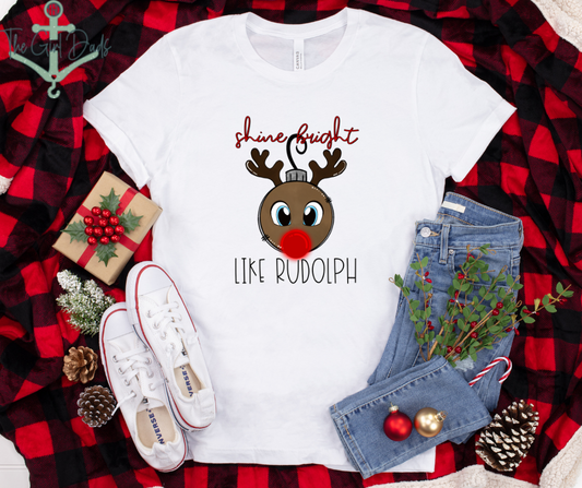 Shine Bright Like Rudolph Top Design