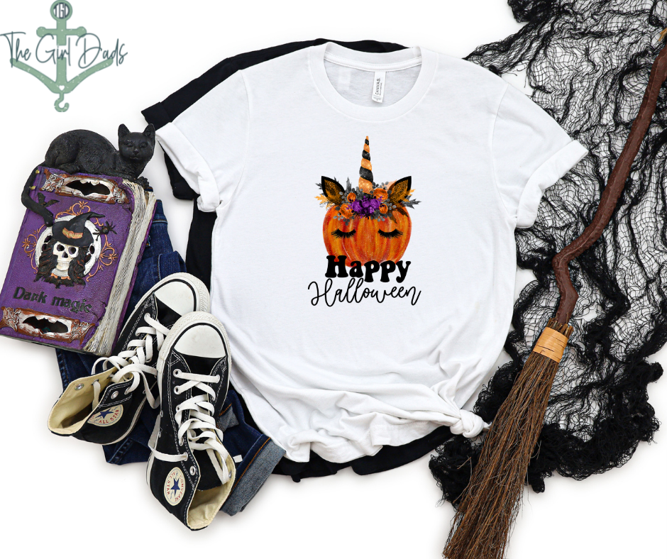 Happy Halloween Unicorn Pumpkin Top Design