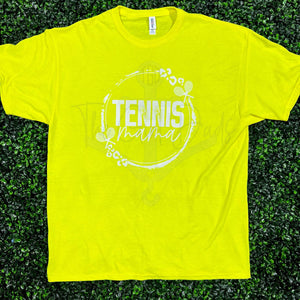 RTS Adult XL Tennis Mama Screen Print Neon Yellow T-Shirt