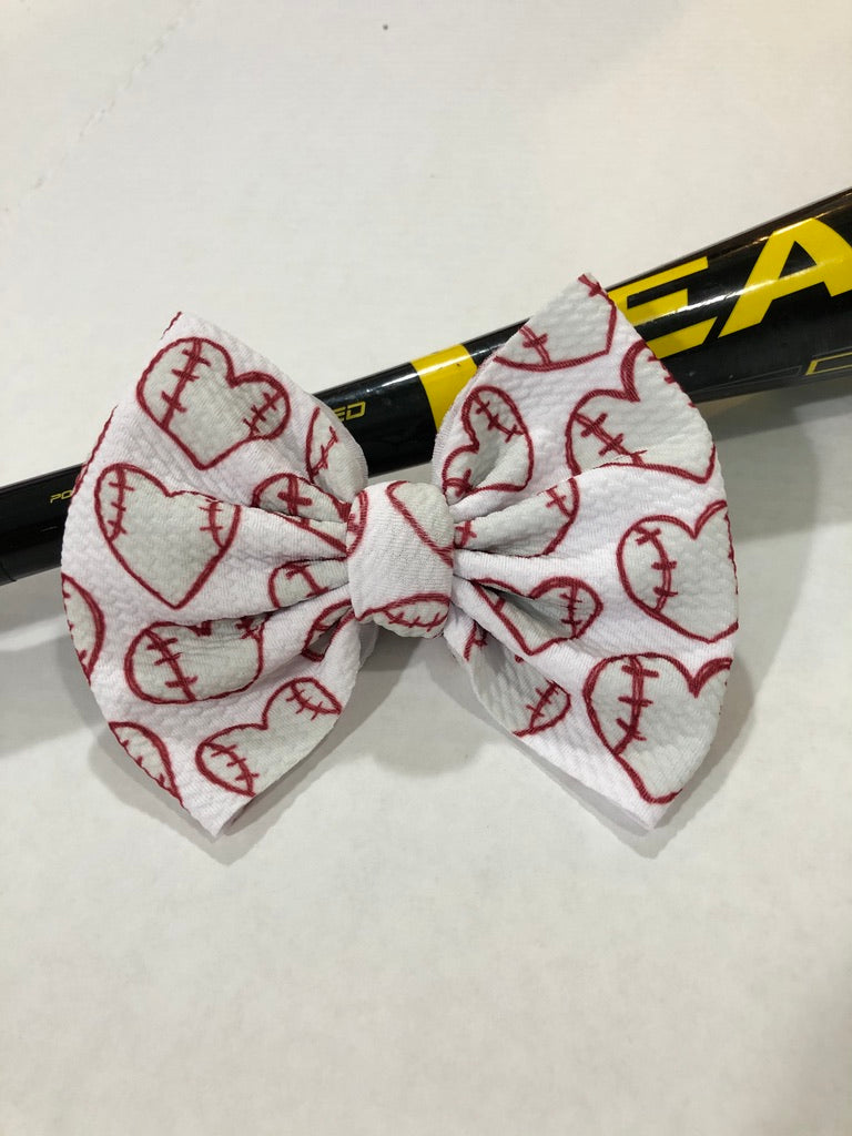 I Heart Baseball Bow