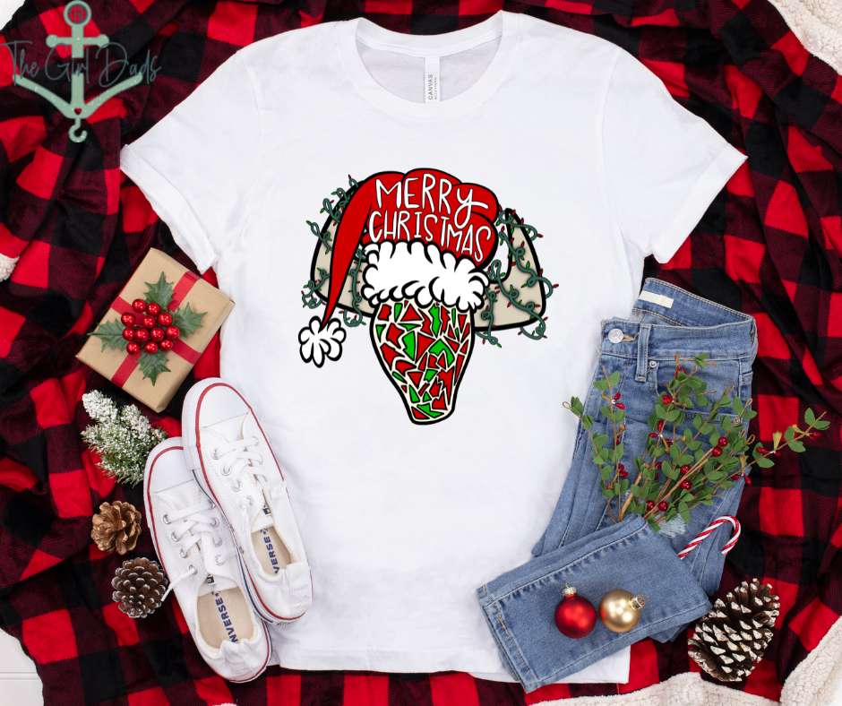 Merry Christmas Cow Skull  Top Design