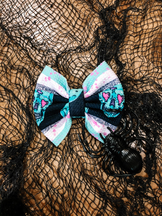 Skulls and Stripes Bow