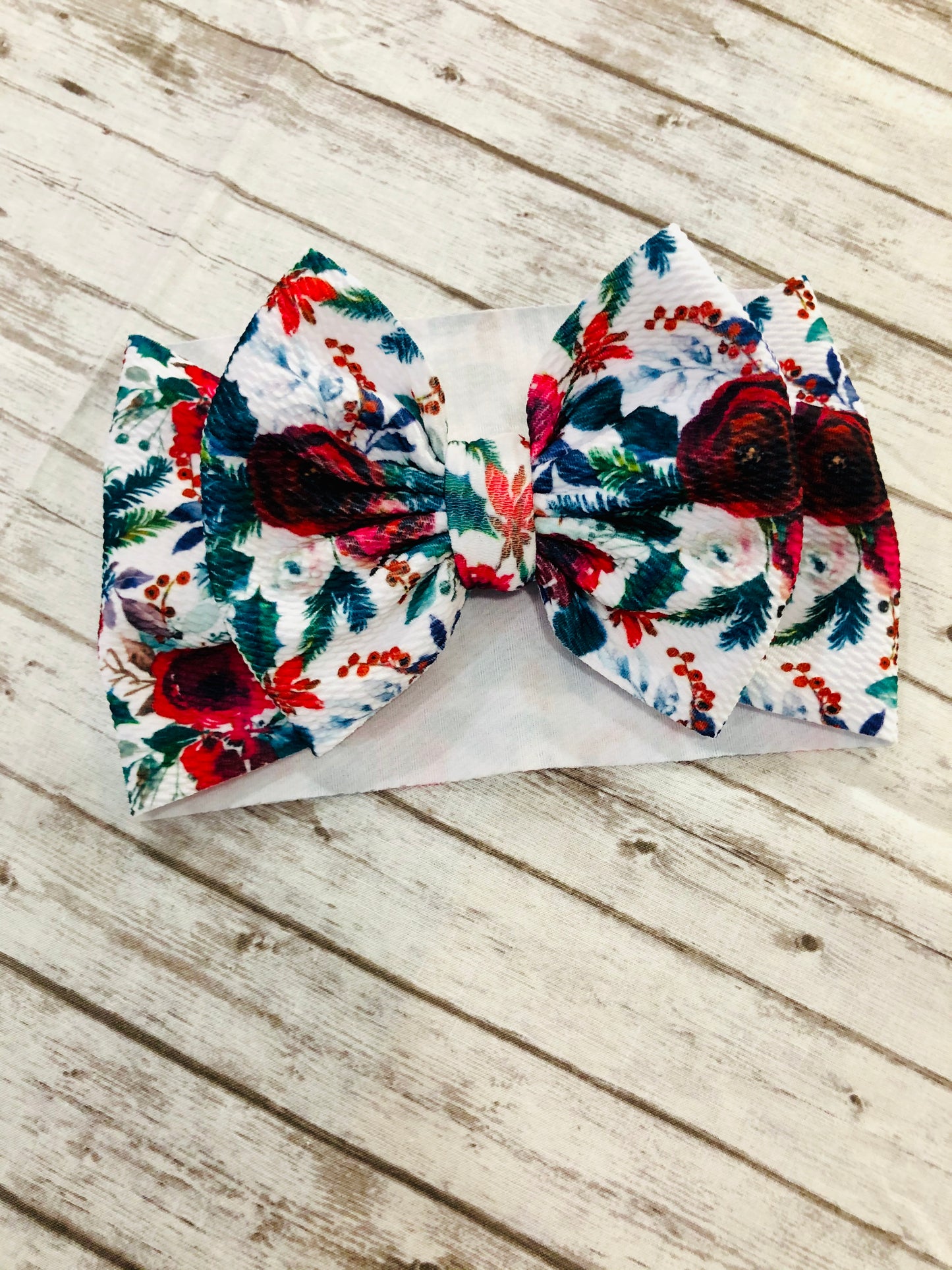 Christmas Floral Bow or Scrunchie