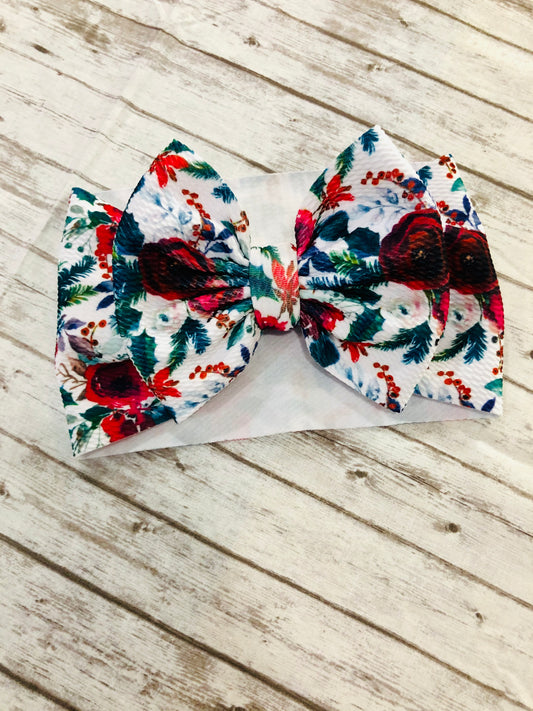 Christmas Floral Bow or Scrunchie