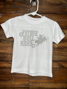 6-12 Month RTS Future Bull Rider Screen Print White T-Shirt