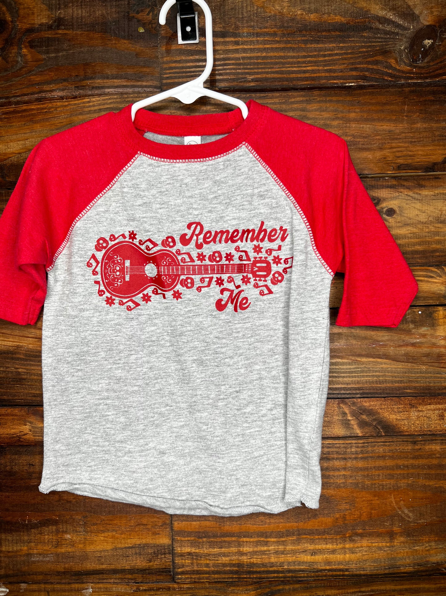 2T Remember Me Screen Print Red/Gray Raglan