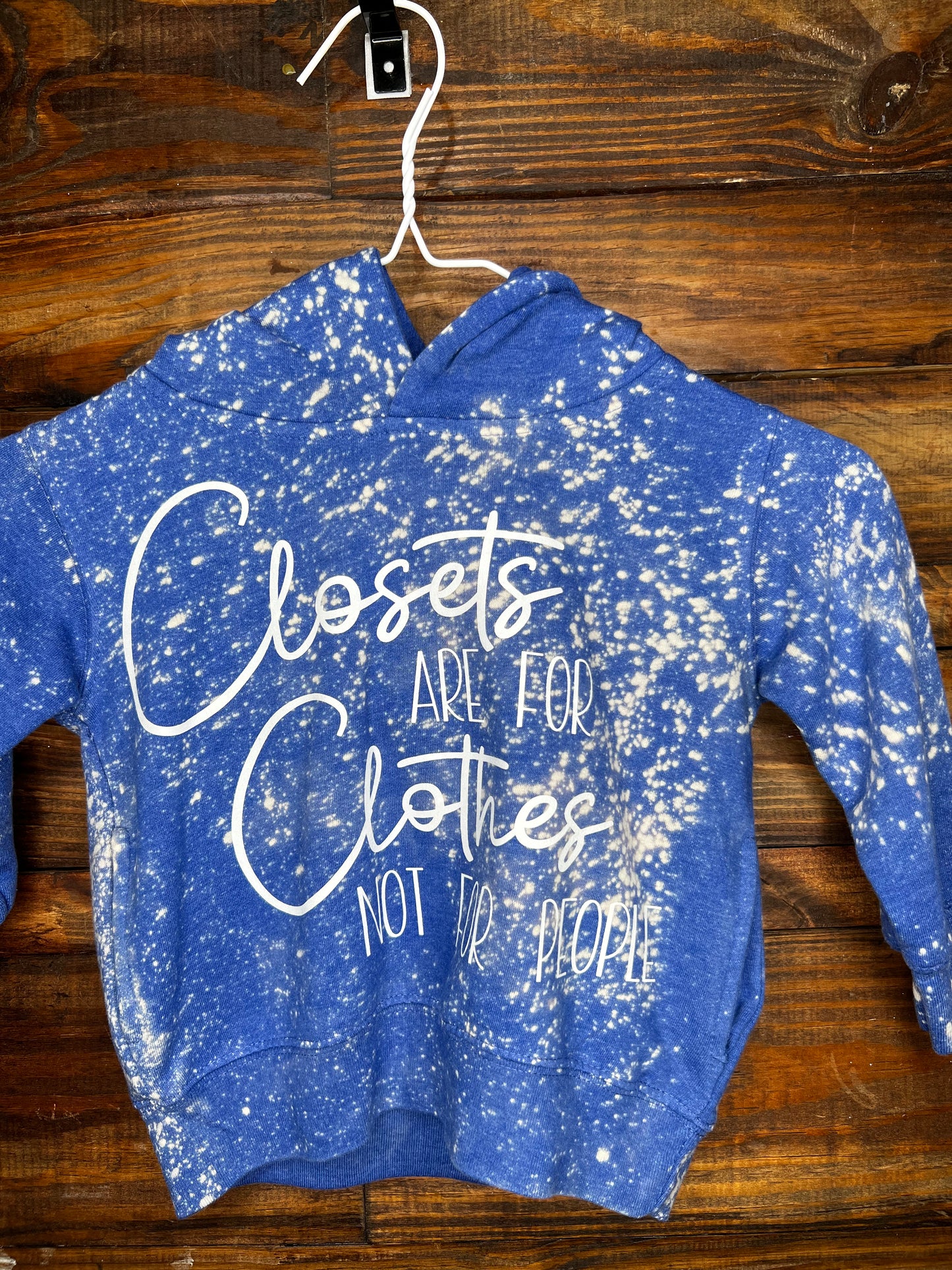 2T RTS Closets Screen Print Light Bleach Royal Blue Hoodie