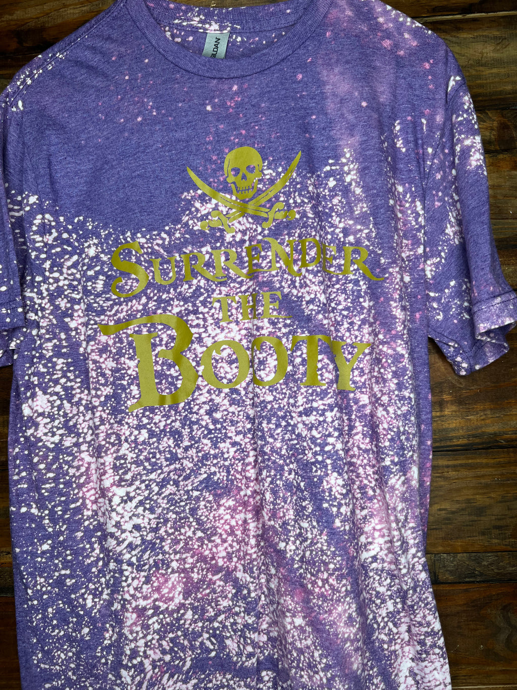 RTS Adult Medium Surrender the Booty Ready To Ship Purple Bleach T-Shirt