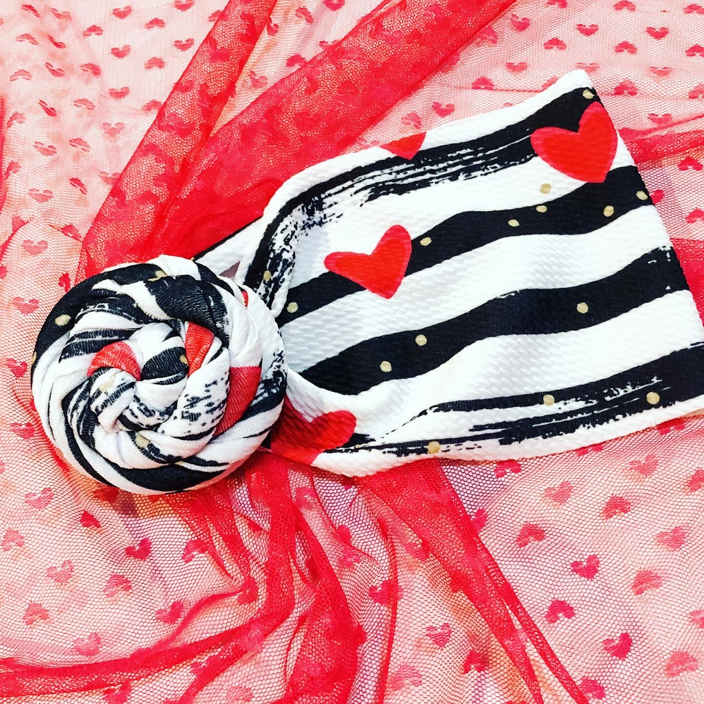 Hearts on Stripes Bow Fabric